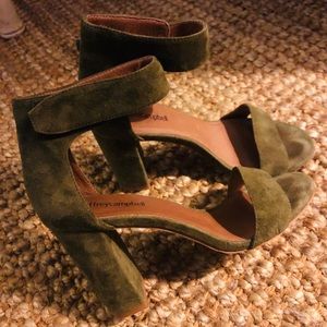 Green suede heels